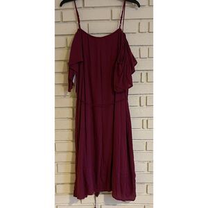 NEW JUSTFAB 1X Maroon Lined Dress Cold Shoulder Adjustable‎ Straps Retail $56.95